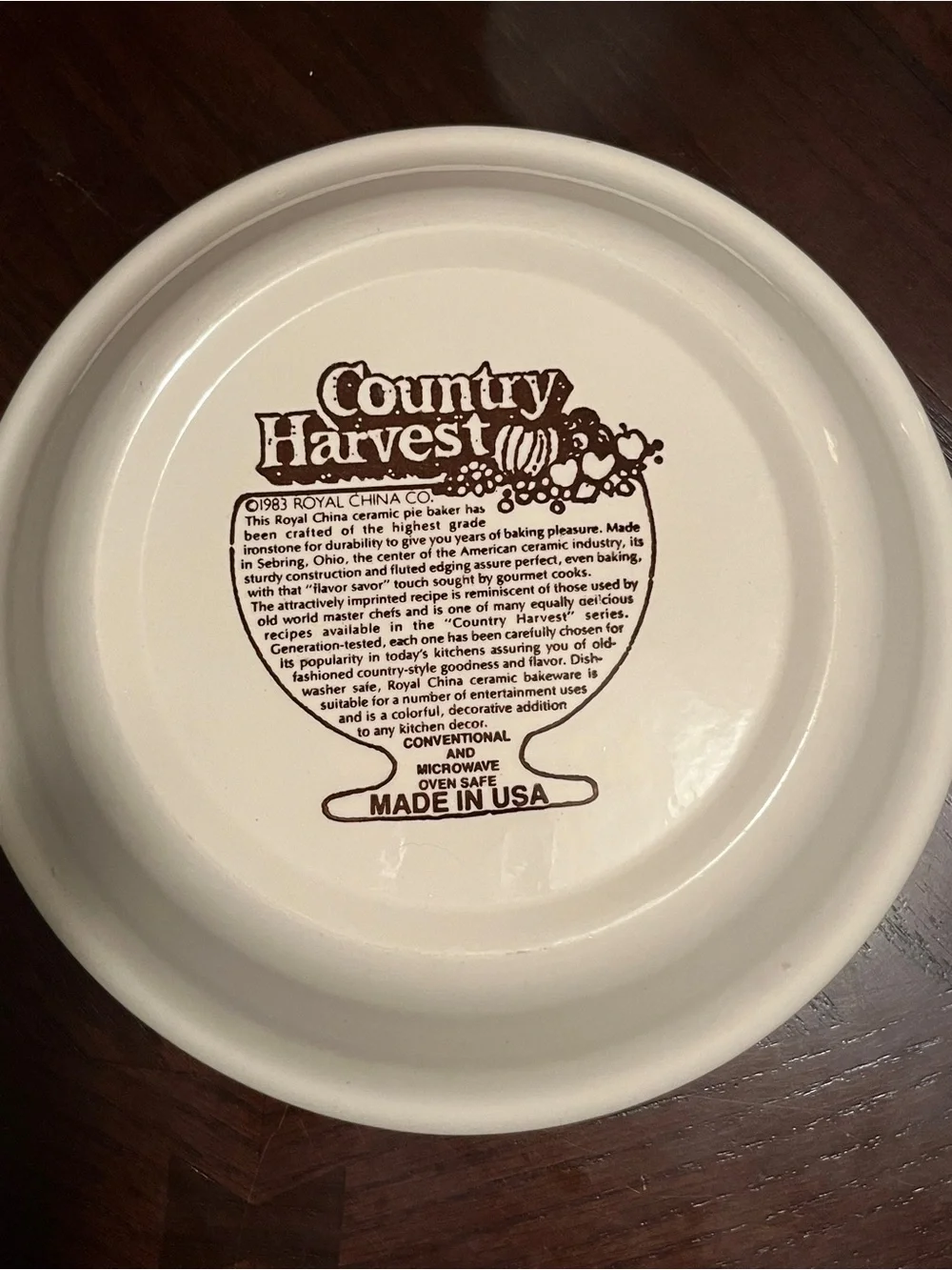 Vintage Royal China Jeannette Apple Pie Deep Dish Plate 11